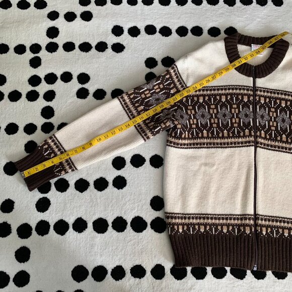 Vintage 90s St Michael Crew Neck Full Zip Fair Isle Cardigan Fishermans Sweater - Picture 15 of 15